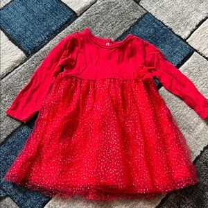Red Long Sleeve Glitter Dress